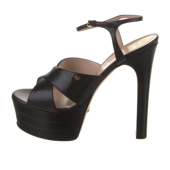 Gucci Leather Platform Sandals - Picture 1 of 5
